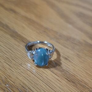 3 Items For $15 Silver Ring with Green Stone